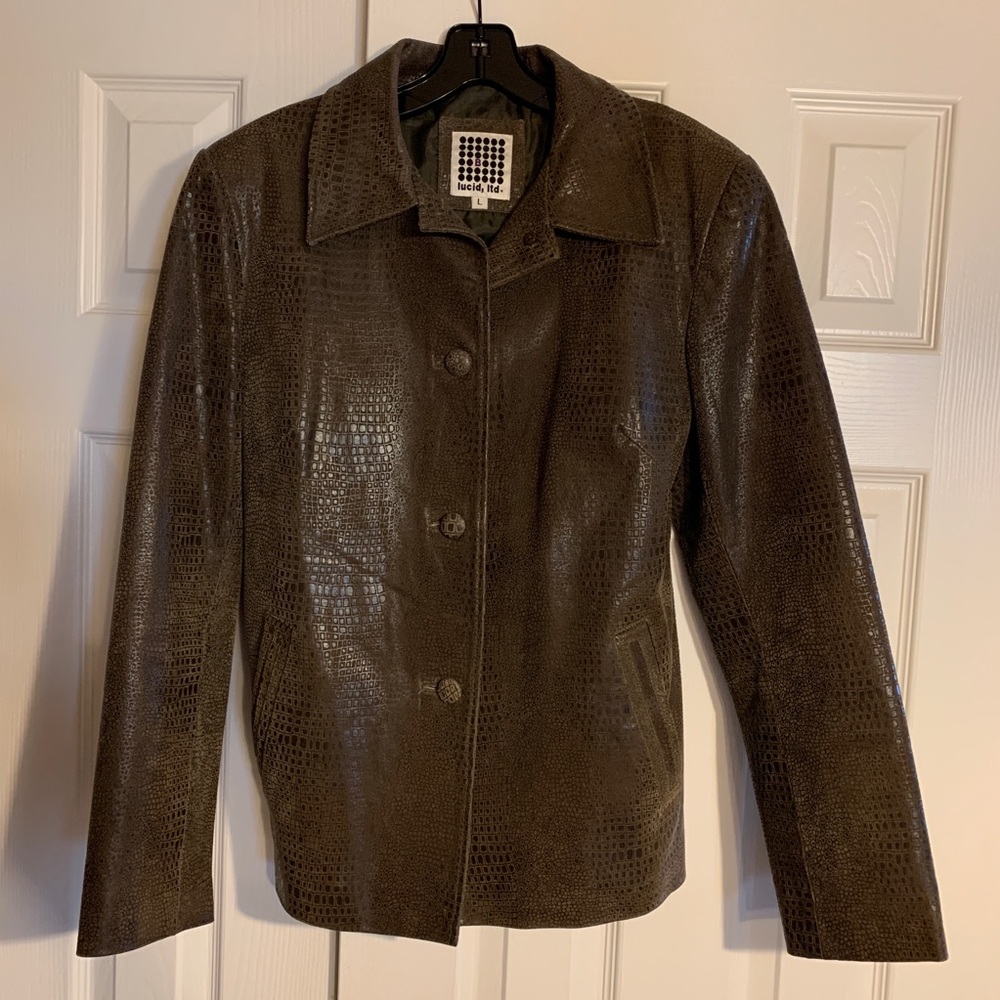 Lucid, Ltd. Large leather jacket Olive green